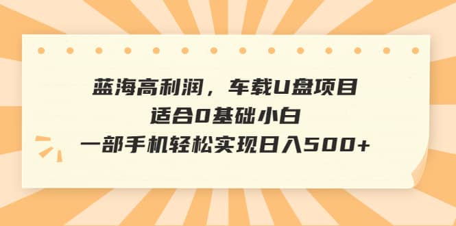 蓝海高利润，车载U盘项目，适合0基础小白，一部手机轻松实现日入500+-搞钱帮