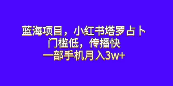 蓝海项目，小红书塔罗占卜，门槛低，传播快，一部手机月入3w+-搞钱帮