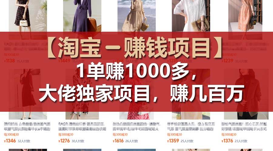 【淘宝赚钱项目】1单可赚1000多，大佬独家项目，年赚几百万-搞钱帮