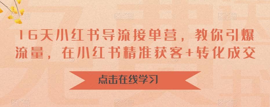 16天-小红书 导流接单营，教你引爆流量，在小红书精准获客+转化成交-搞钱帮