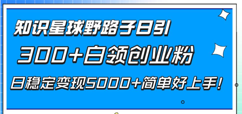 知识星球野路子日引300+白领创业粉，日稳定变现5000+简单好上手！-搞钱帮