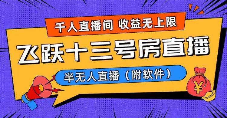 爆火飞跃十三号房半无人直播，一场直播上千人，日入过万！（附软件）-搞钱帮