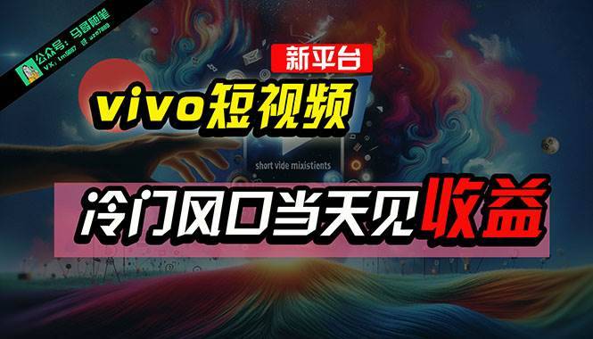 全新平台vivo短视频，新风口AI混剪无脑搬运，冷门风口当天见收益，7天…-搞钱帮