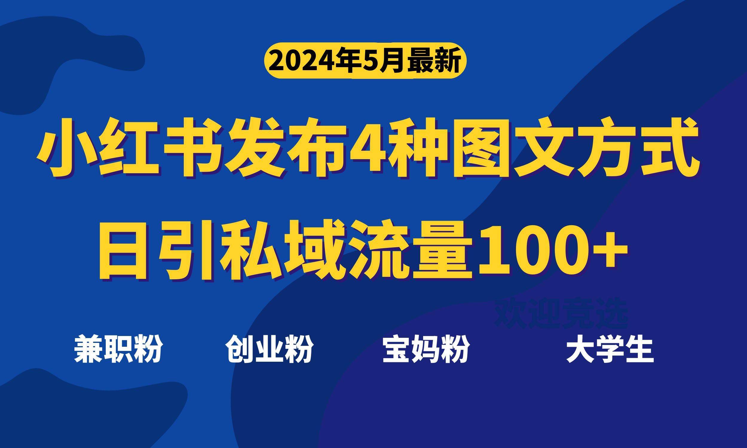 最新小红书发布这四种图文，日引私域流量100+不成问题，-搞钱帮