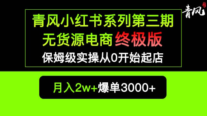 小红书无货源电商爆单终极版【视频教程+实战手册】保姆级实操从0起店爆单-搞钱帮