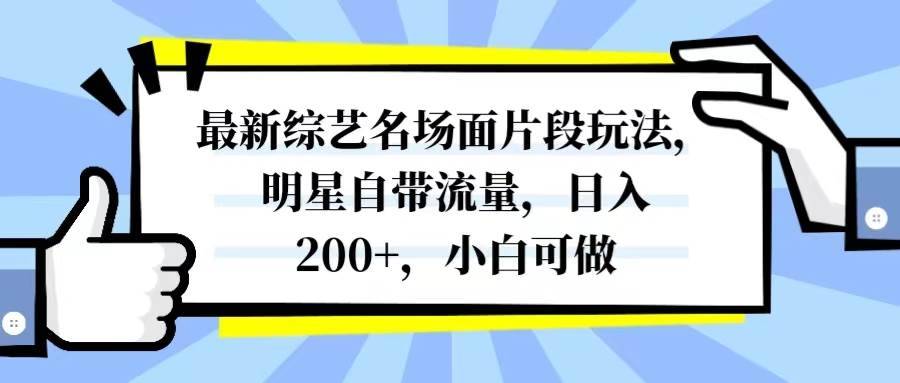 最新综艺名场面片段玩法，明星自带流量，日入200+，小白可做-搞钱帮