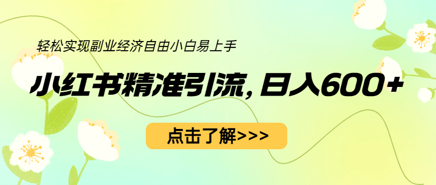 小红书精准引流，小白日入600+，轻松实现副业经济自由（教程+1153G资源）-搞钱帮