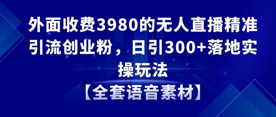 无人直播精准引流创业粉，日引300+落地实操玩法【全套语音素材】-搞钱帮