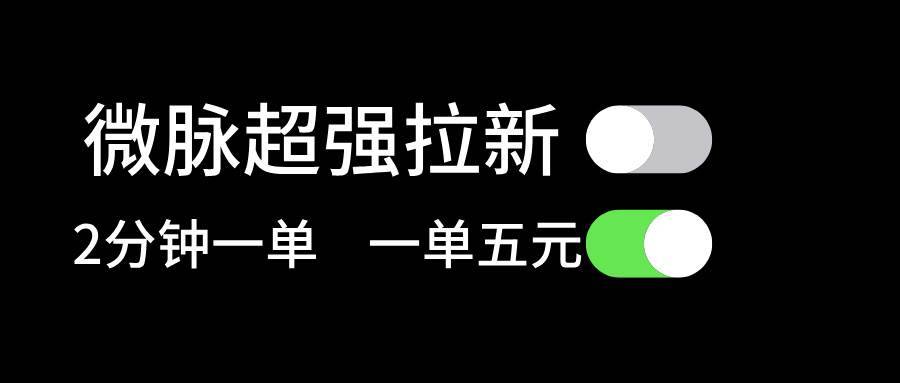 微脉超强拉新， 两分钟1单， 一单利润5块，适合小白-搞钱帮