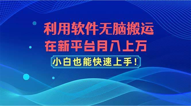 利用软件无脑搬运，在新平台月入上万，小白也能快速上手-搞钱帮