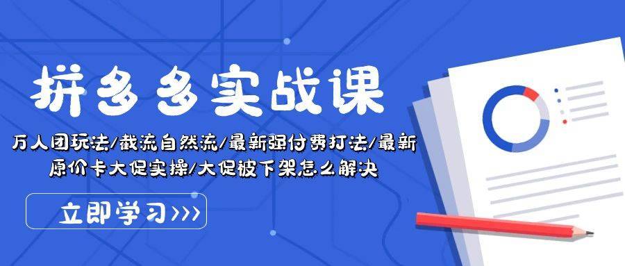 拼多多·实战课：万人团玩法/截流自然流/最新强付费打法/最新原价卡大促..-搞钱帮