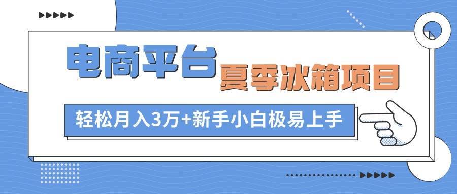 电商平台夏季冰箱项目，轻松月入3万+，新手小白极易上手-搞钱帮