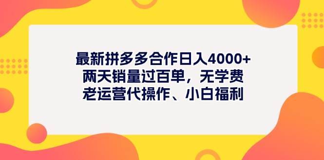 最新拼多多项目日入4000+两天销量过百单，无学费、老运营代操作、小白福利-搞钱帮