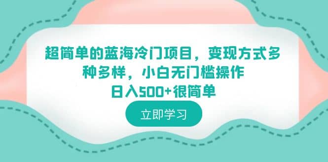 超简单的蓝海冷门项目，变现方式多种多样，小白无门槛操作日入500+很简单-搞钱帮