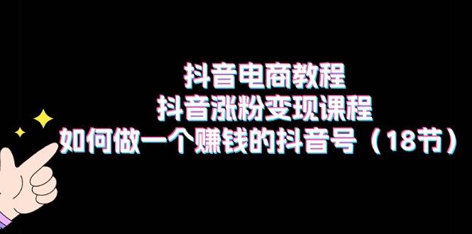 抖音电商教程：抖音涨粉变现课程：如何做一个赚钱的抖音号（18节）-搞钱帮