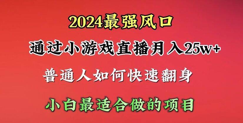 2024年最强风口，通过小游戏直播月入25w+单日收益5000+小白最适合做的项目-搞钱帮