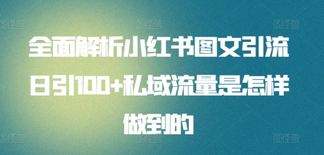 图片[1]-日引流100私域流量小红书图文是怎样做到的全面解析-搞钱帮