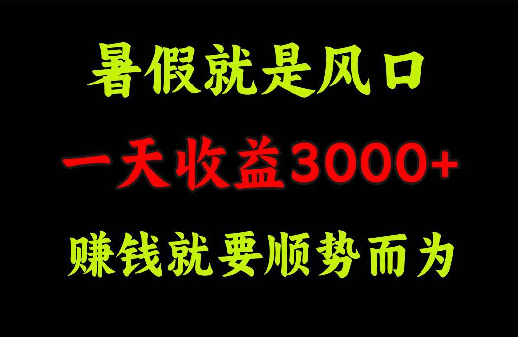 一天收益3000+ 赚钱就是顺势而为，暑假就是风口-搞钱帮