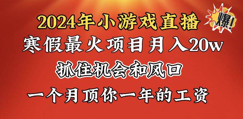 2024年寒假爆火项目，小游戏直播月入20w+，学会了之后你将翻身-搞钱帮