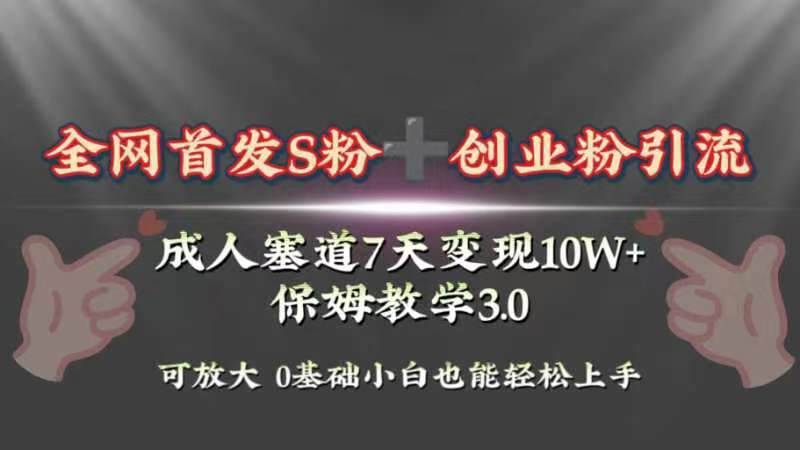 全网首发s粉加创业粉引流变现，成人用品赛道7天变现10w+保姆教学3.0-搞钱帮