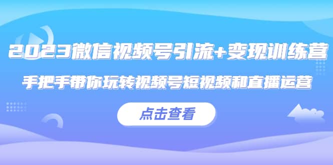 2023微信视频号引流+变现训练营：手把手带你玩转视频号短视频和直播运营-搞钱帮