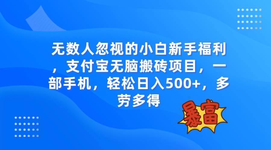 无数人忽视的项目，支付宝无脑搬砖项目，一部手机即可操作，轻松日入500+-搞钱帮