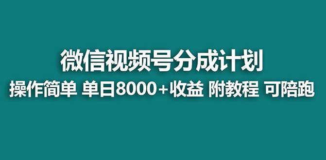 【蓝海项目】视频号分成计划，单天收益8000+，附玩法教程！可陪跑-搞钱帮