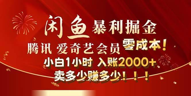 闲鱼全新暴力掘金玩法，官方正品影视会员无成本渠道！小白1小时收…-搞钱帮