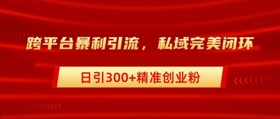 跨平台暴力引流，私域完美闭环，日引300+精准创业粉-搞钱帮