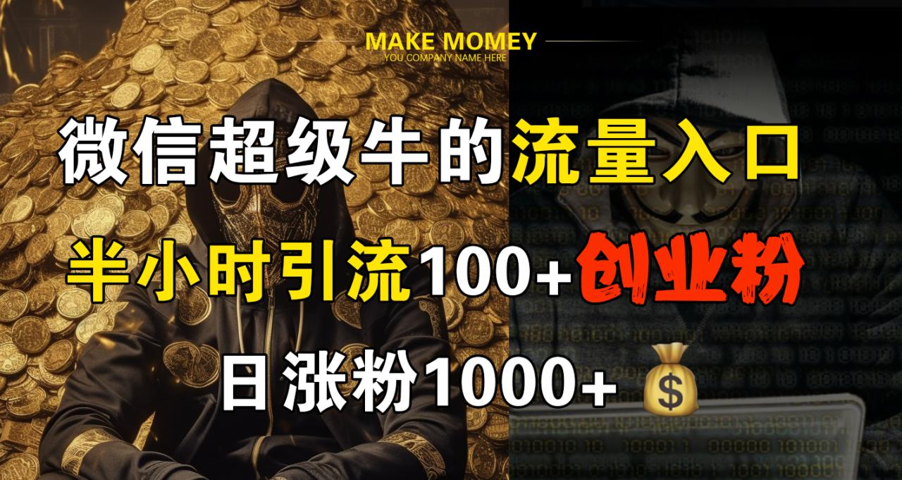 微信超级牛的流量入口，半小时引流100+创业粉，日涨粉1000+-搞钱帮