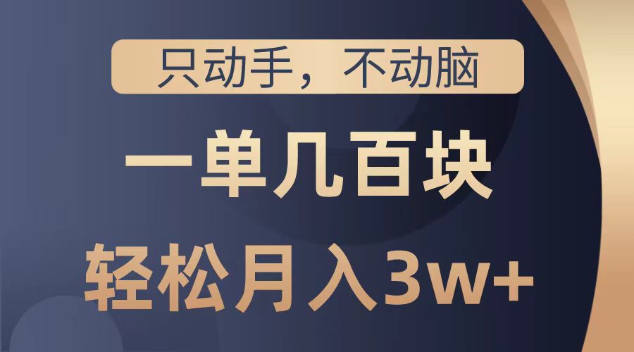 只动手不动脑，一单几百块，轻松月入2w+，看完就能直接操作，详细教程-搞钱帮