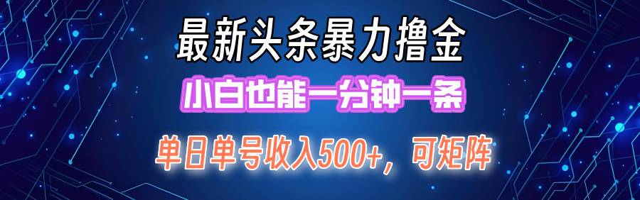 最新头条撸金，小白也能一分钟一条-搞钱帮