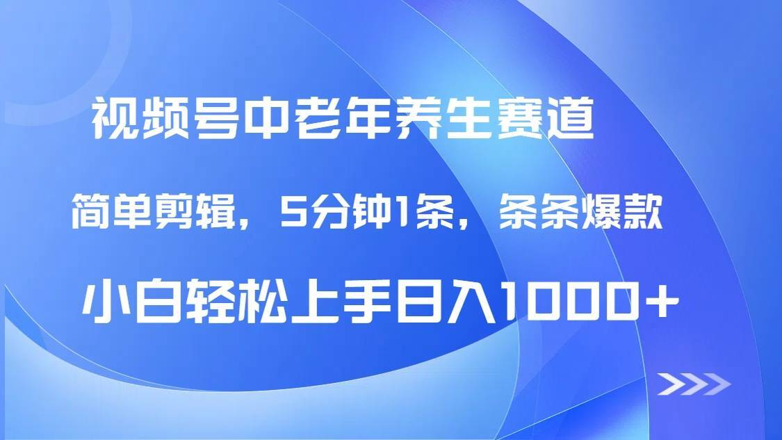 DeepSeek+既梦做视频号中老年养生赛道，条条爆款5分钟1条，轻松日入1000+-搞钱帮